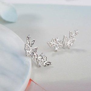 "Glitter Hollow Butterflies 18k Gold Plated Butterfly Earrings UNVN12425
